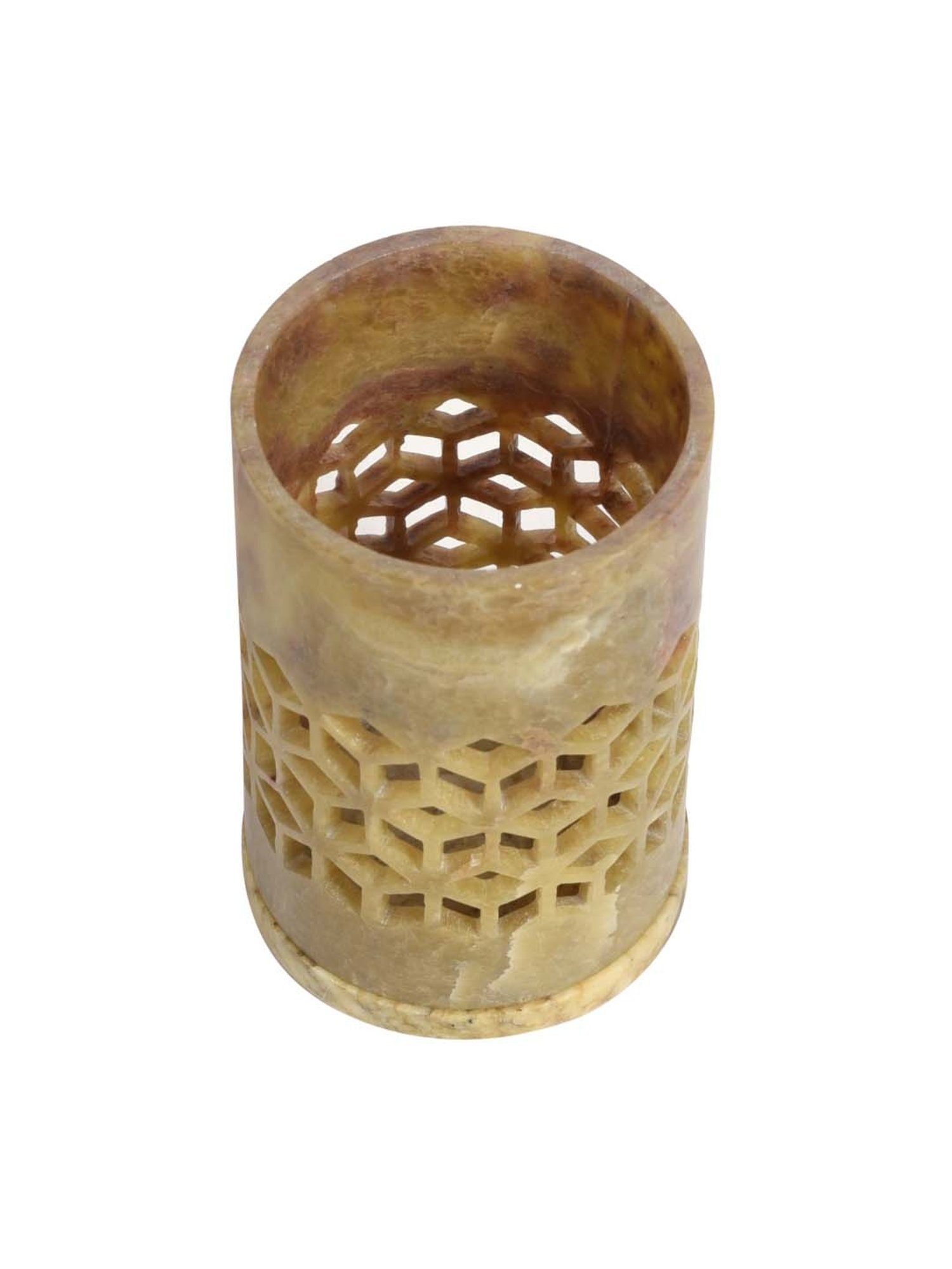 Unravel India Beige Marble Tea Light Holder - Set of 1