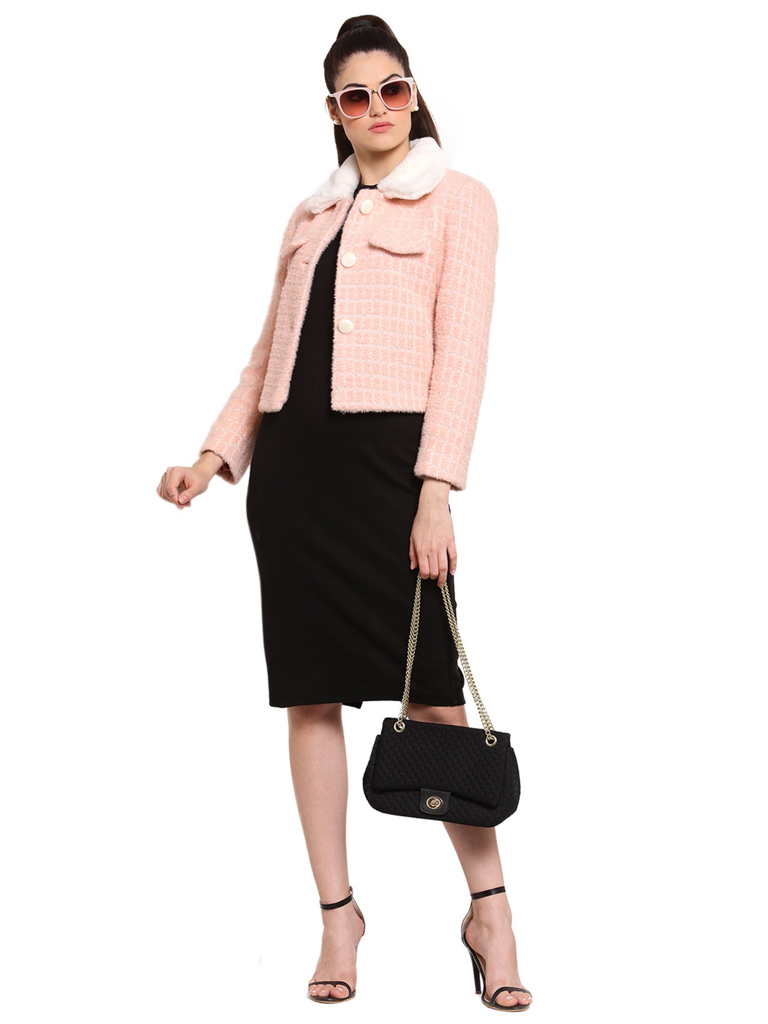 Juelle Pink Full Sleeves Casual Jacket