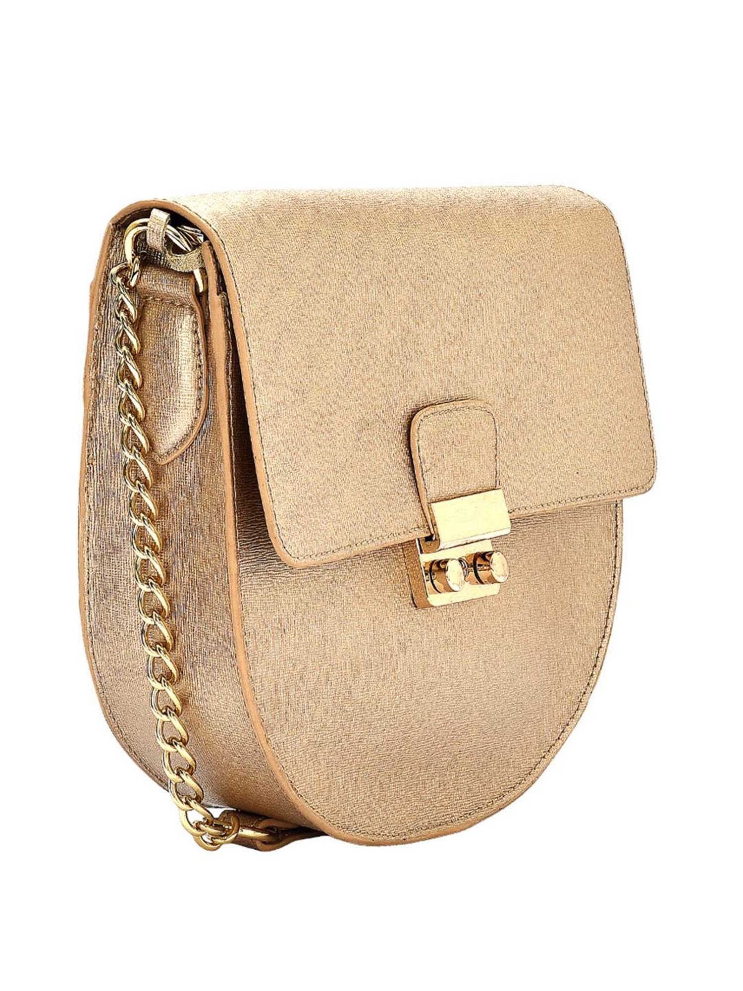 Eske Brittney Golden Solid Medium Sling Handbag