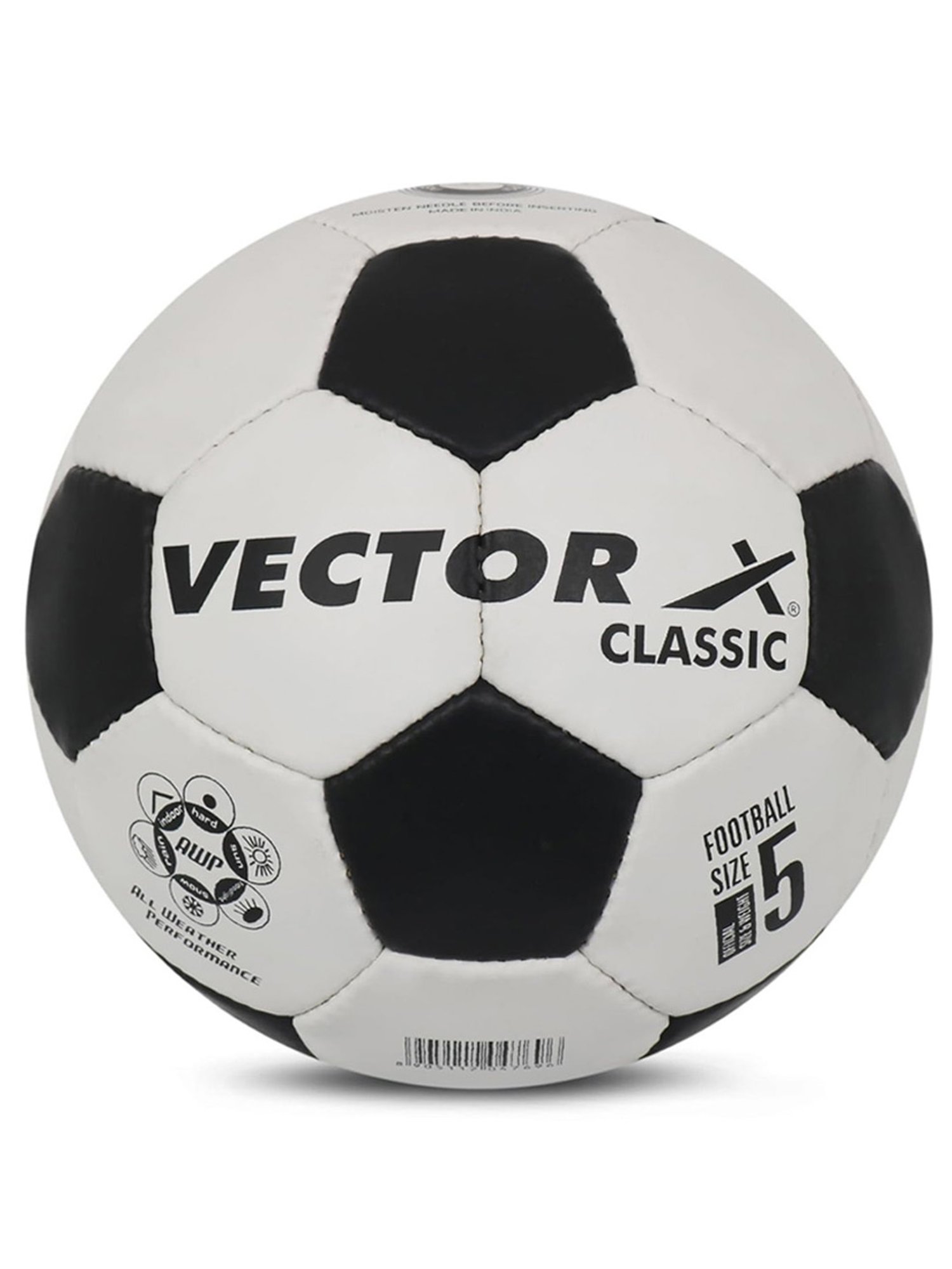 Vector X Classic Synthetic Rubberized Football (White & Black) Size - 5