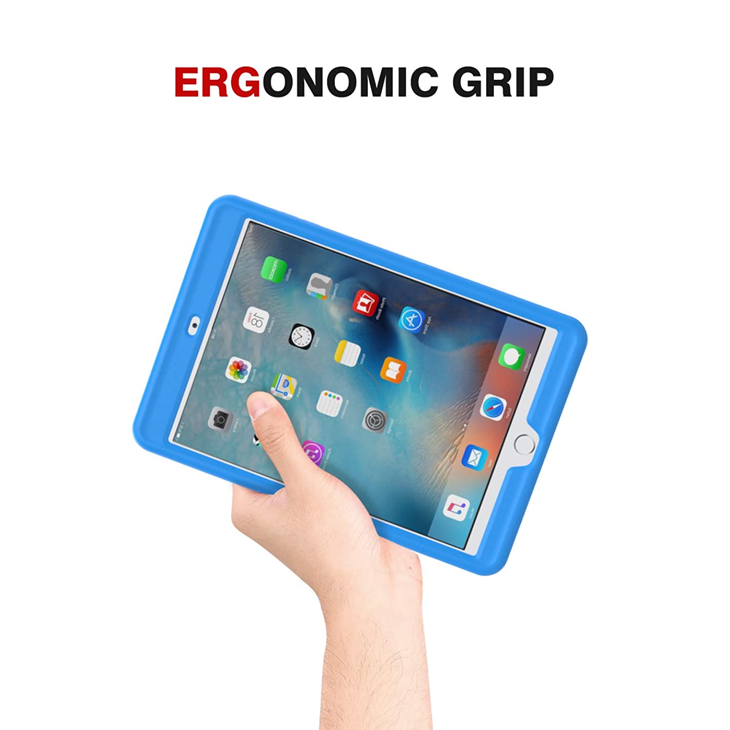 MoKo Case Fit iPad Mini 3/2/1- Light Weight Shock Proof Soft Silicone Back Cover [Kids Friendly] Fit Apple iPad Mini 1 (2012), iPad Mini 2 (2013), iPad Mini 3 (2014), Blue