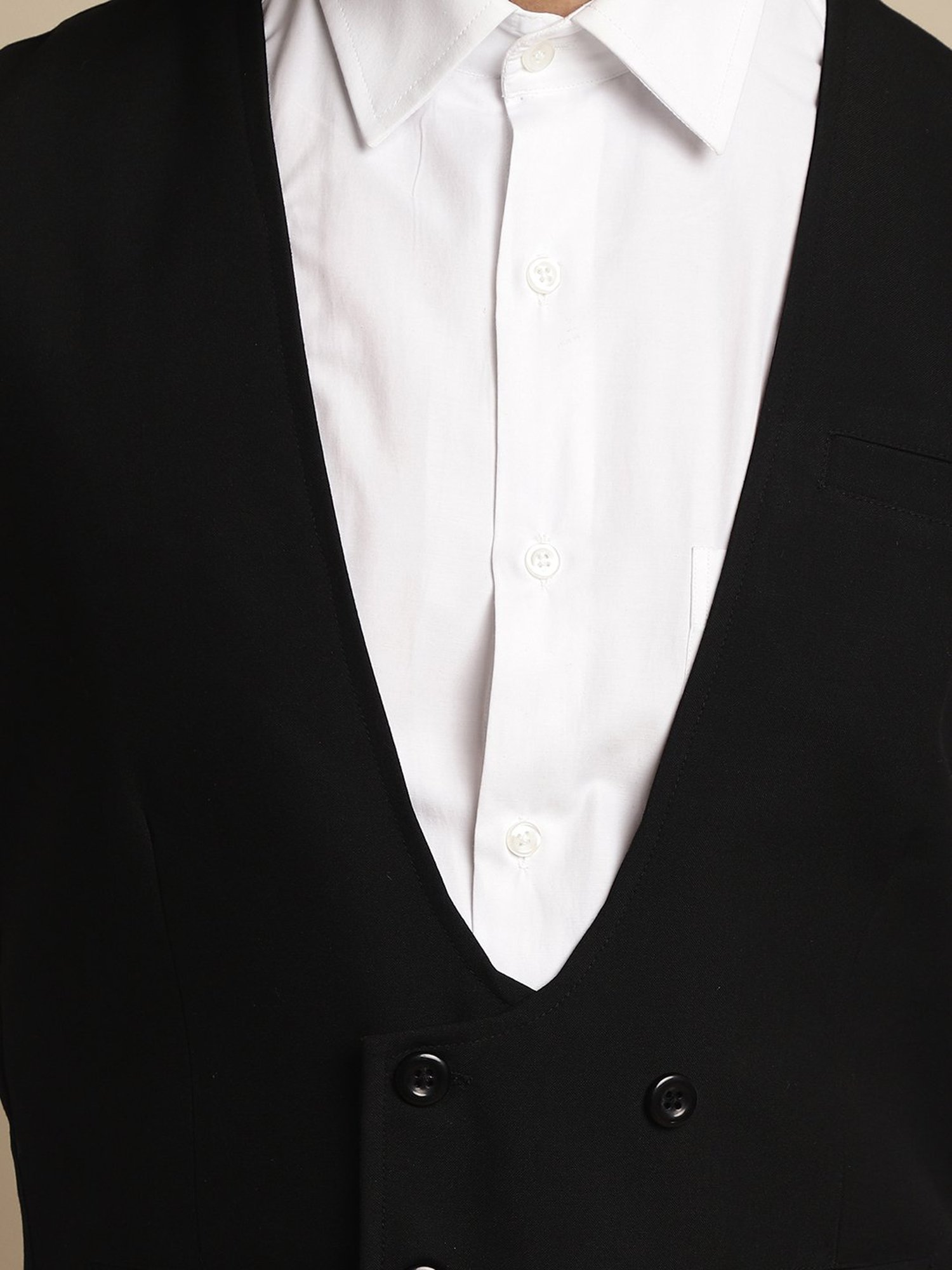 Even Black Regular Fit V Neck Waistcoat