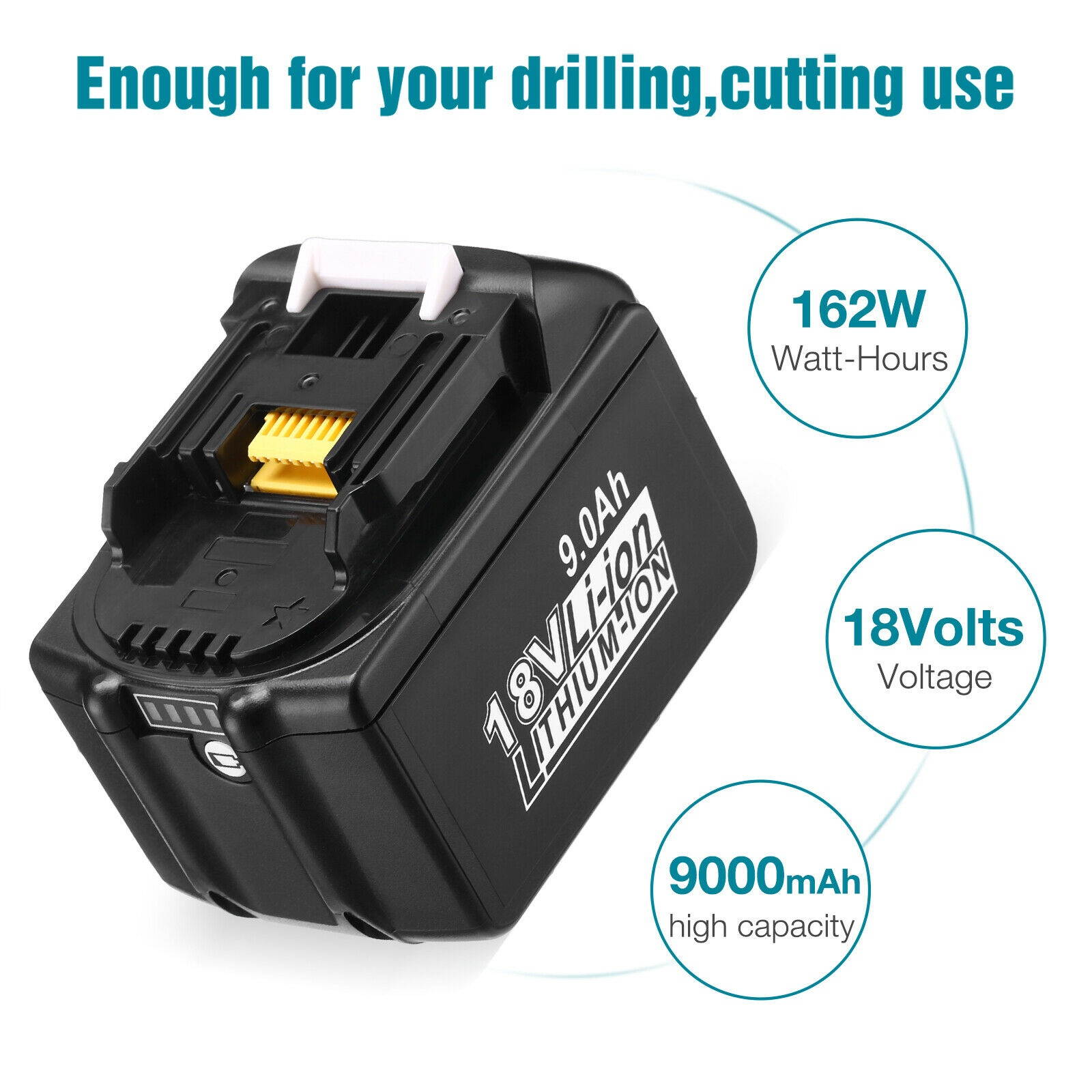 2 Pack 18V Extened Capacity 9.0AH Lithium Battery For Makita BL1890B BL1860B USA