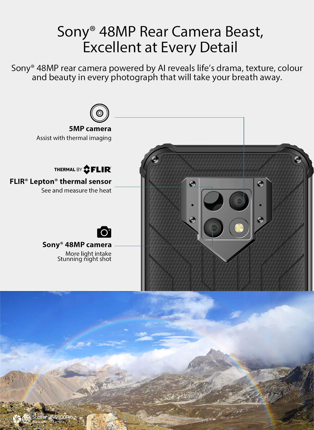 Unlocked, Blackview BV9800 Pro Rugged Cell Phone Thermal Imaging, 6GB+128GB Helio P70 Andorid 9.0 Waterproof Smartphone 48MP+16MP Cameras Wireless Charging 6.3" FHD+ 6000mAh 4G Dual SIM Phones