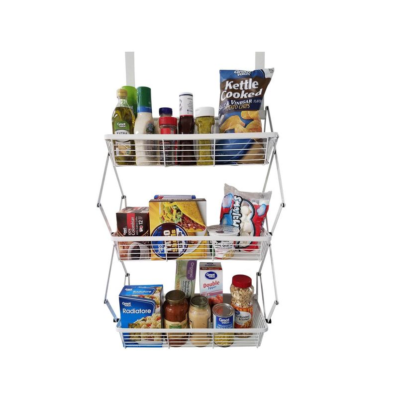 Shoe Mountain Metal Indoor Outdoor Over the Door Hanging Foldable Rack, White