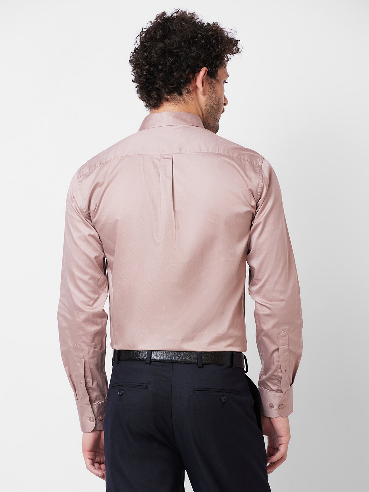 Kenneth Cole New York Pastel Brown Slim Fit Cotton Shirt