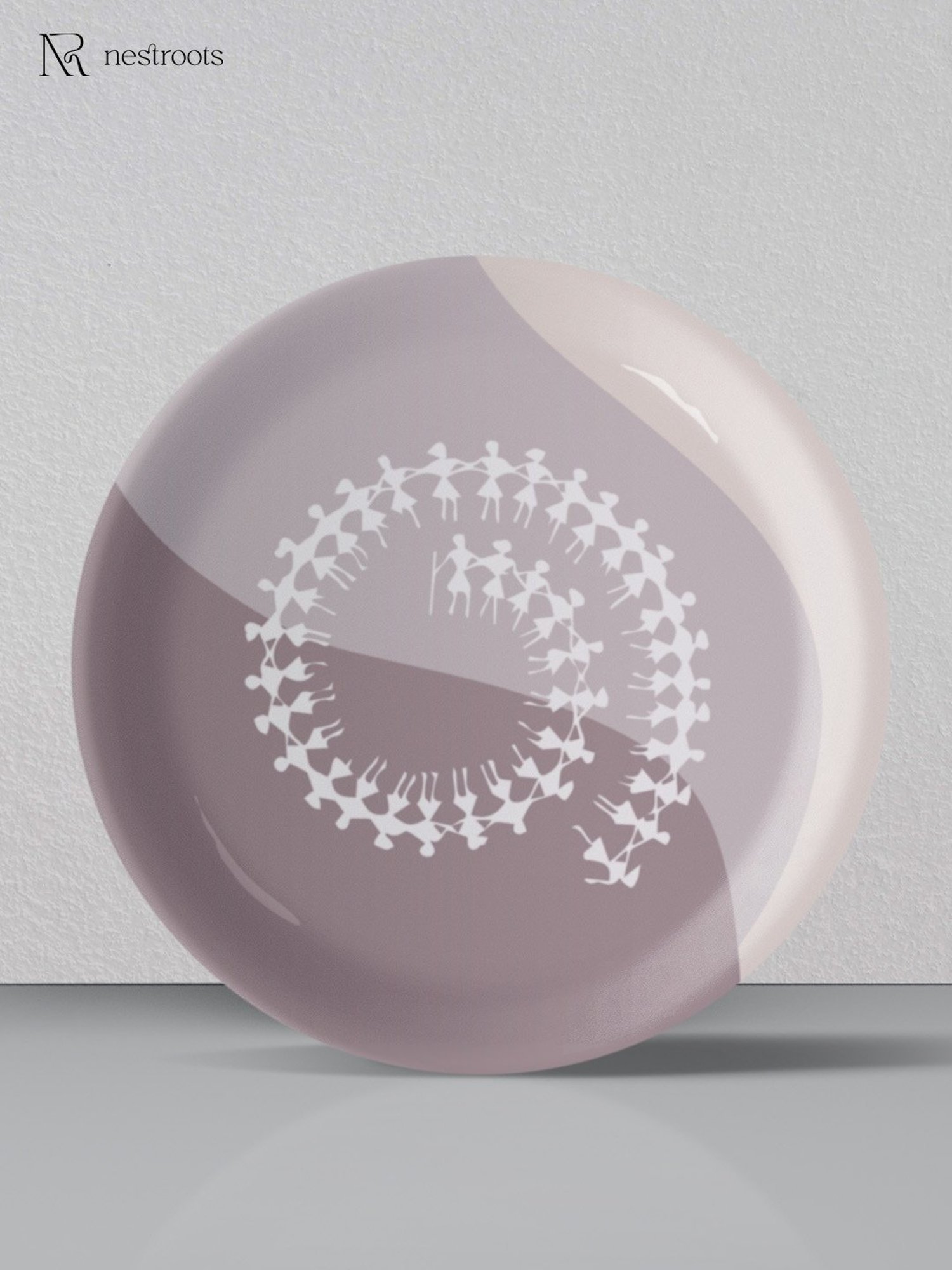 Nestroots Modern Warli Floral Multicolor Porcelain Wall Plate