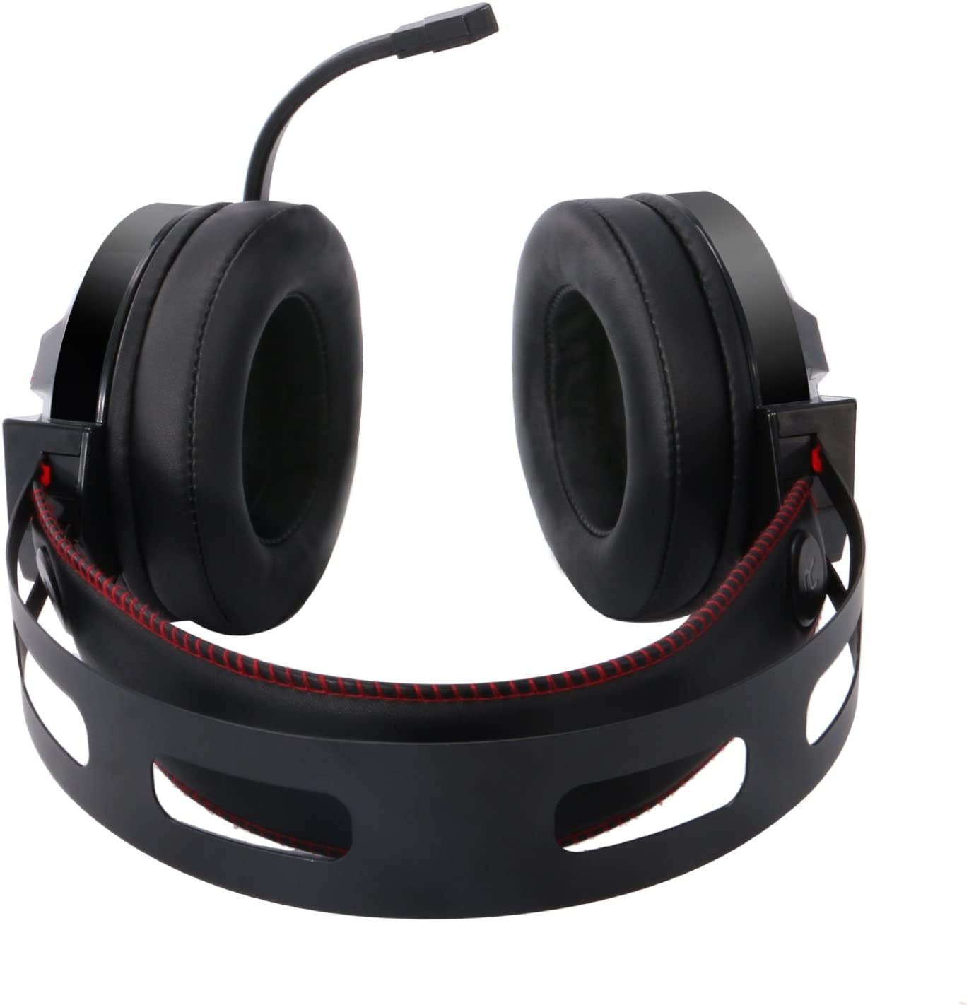 ONIKUMA M180 3.5mm Stereo Gaming Headset Over Ear Headphones with Retractable Microphone Volume Control Noise Canceling & LED Lights for PC (Black Red)