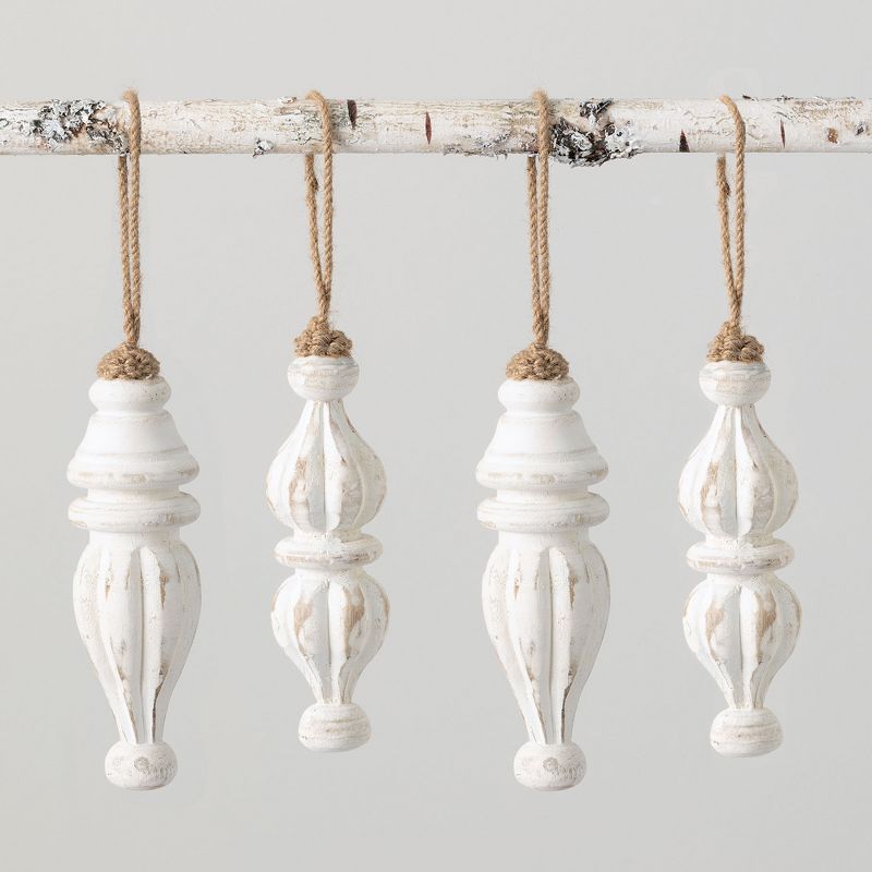 Sullivans Set of 4 Finial Ornament Kit 6.5"H & 6"H Off-White