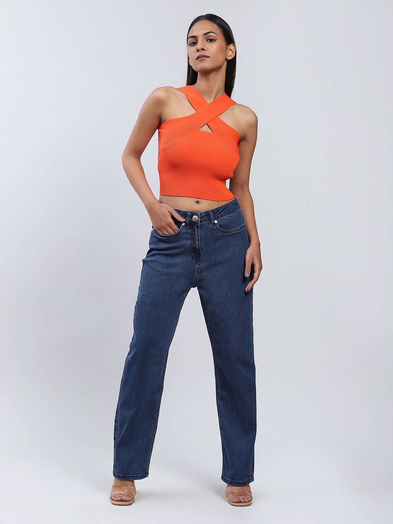 Label Ritu Kumar Orange Crop Top