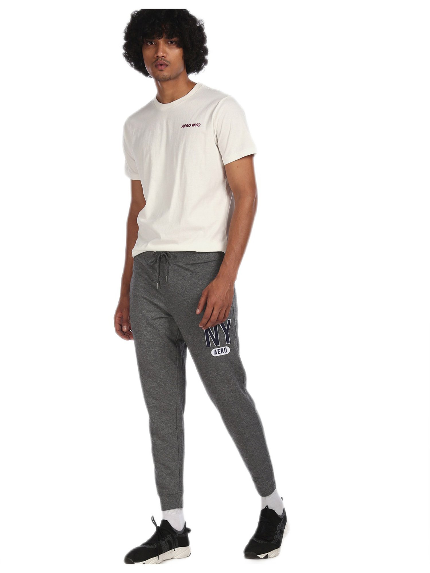 Aeropostale Dark Grey Drawstring Waist Heathered Joggers