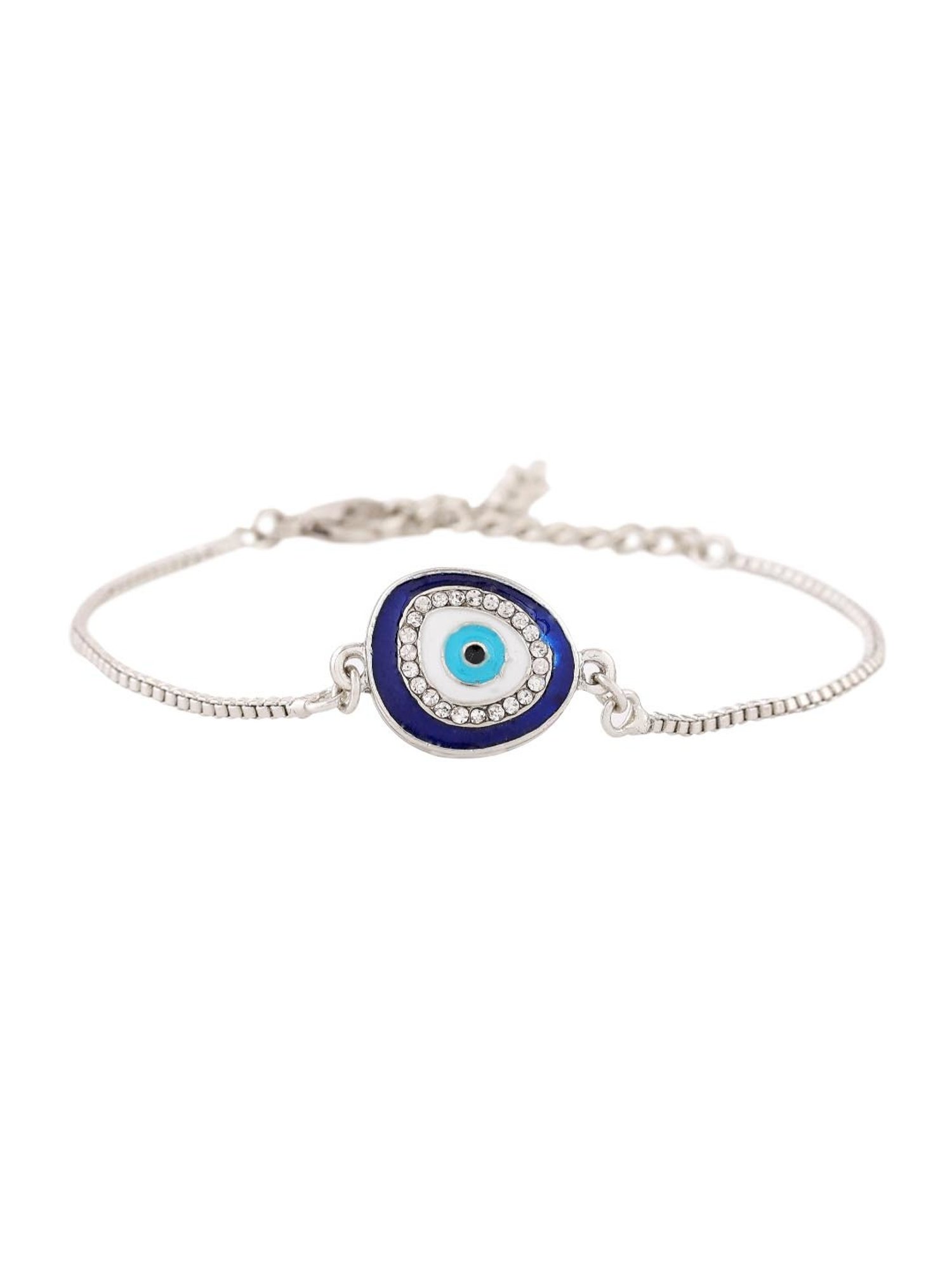 Estele Rhodium-Plated Evil Eye Bracelet with Crystals for Women