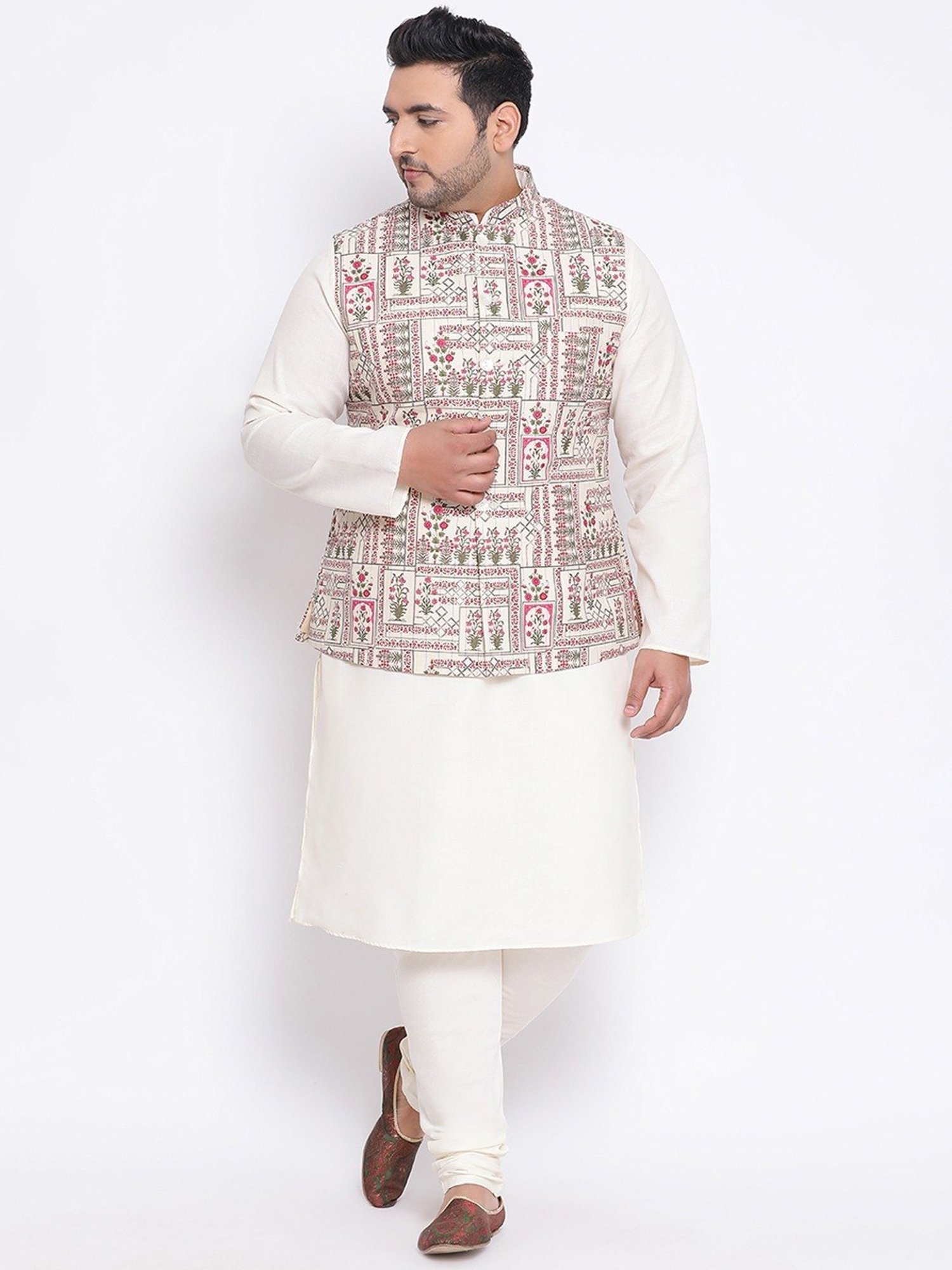 KISAH PLUS Multicolored Regular Fit Printed Kurta Set With Jacket