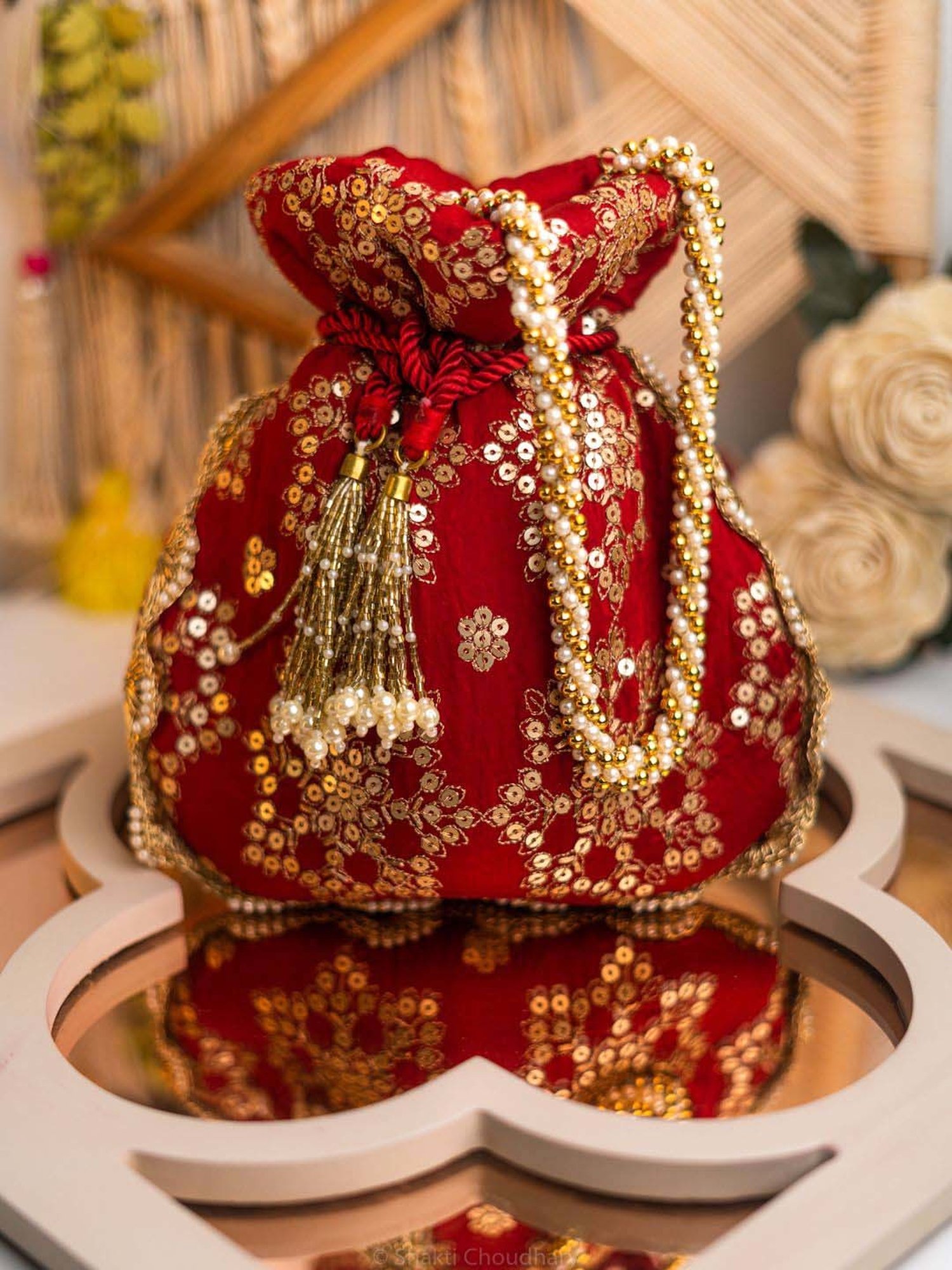 NR by Nidhi Rathi Red Fabric Potli