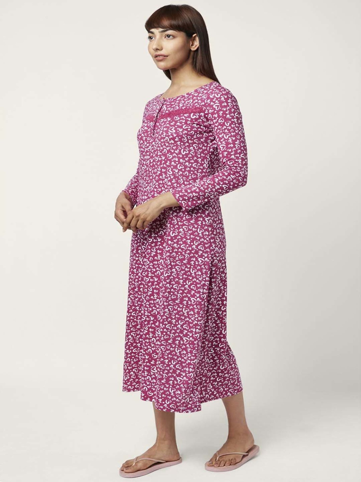 Dreamz by Pantaloons Pink Cotton Printed Nighty