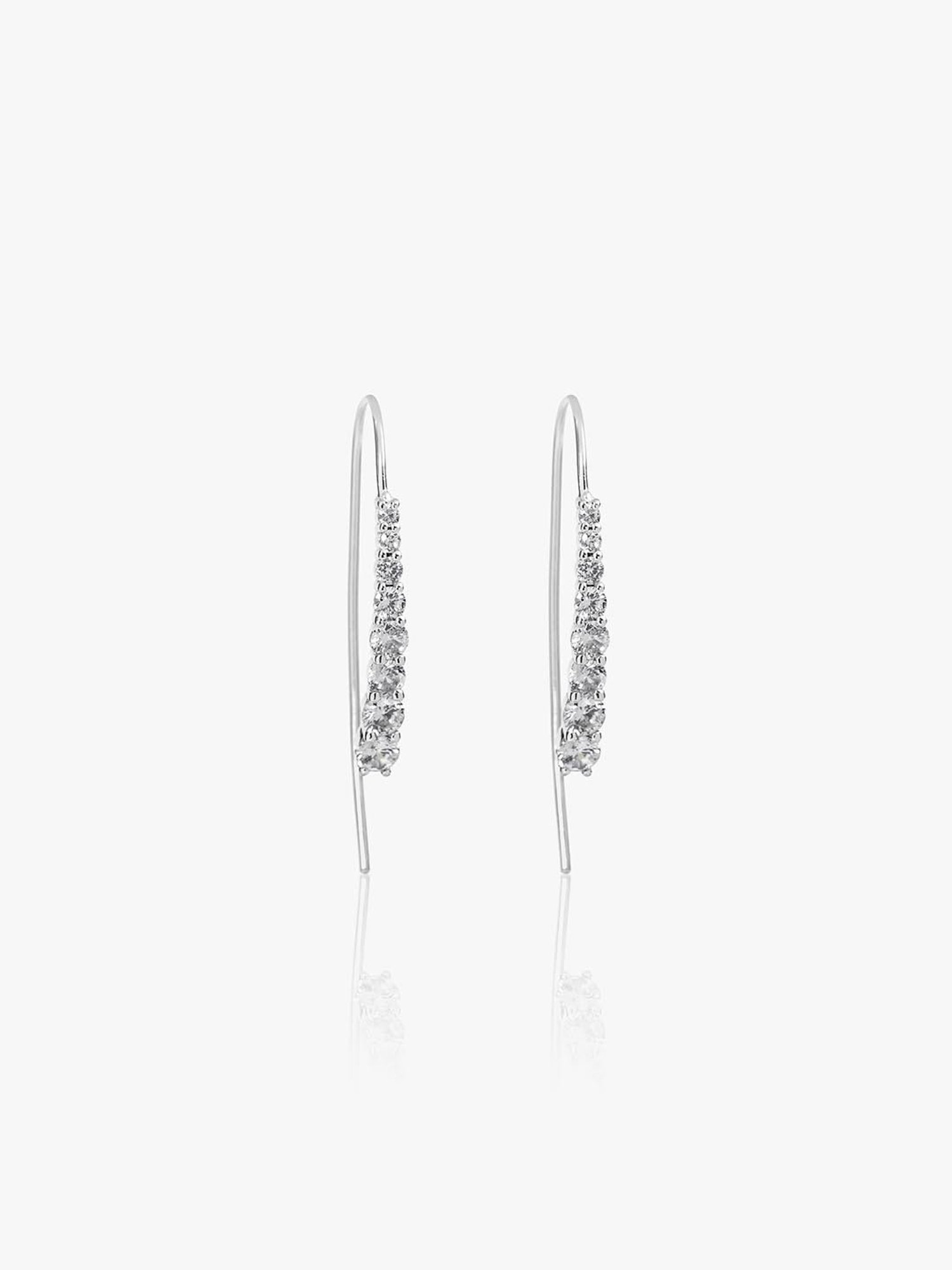 March by FableStreet Silver Zircon Slide-On Earrings for Women