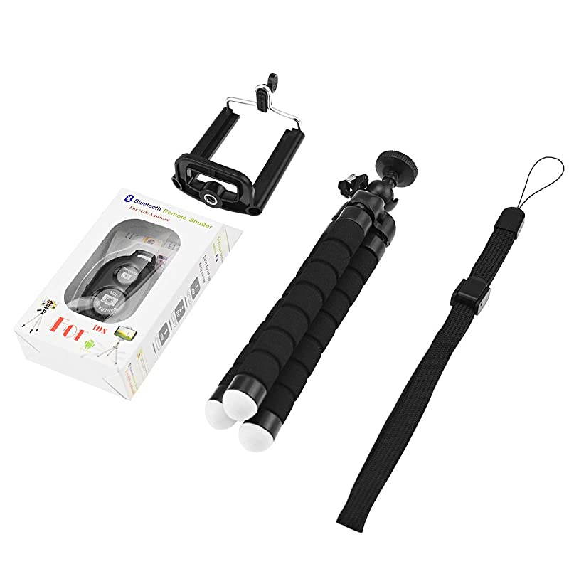 Selfie Stick TripodFlexible Mini Phone Tripod Portable Monopod Stand Holder with Bluetooth Wireless Remote System iOSAndroid for iPhone 88 PlusSamsung GalaxyHuaweiXiaomiSonyLG Black
