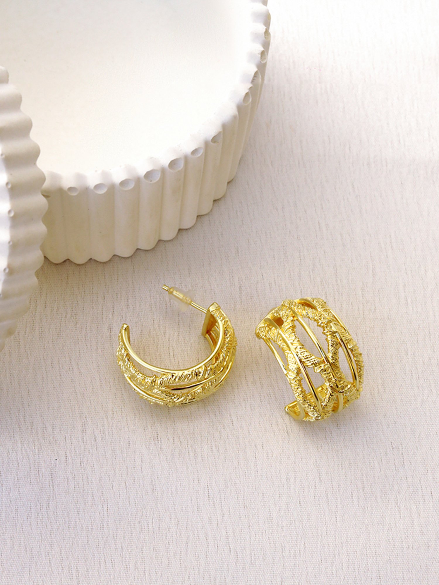 Perfectly Average Wire Coiled Textured Earrings