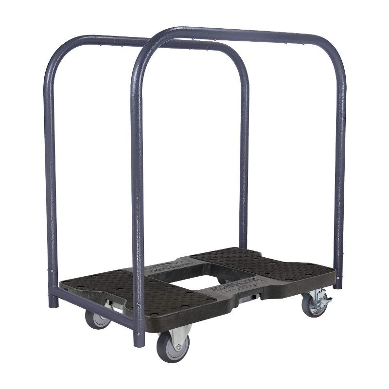 Snap Loc 1,200 lb Capacity General Purpose E Track Panel Cart Dolly Black, Heavy Duty 4 in Thermoplastic Swivel Non Marking Caster Wheels