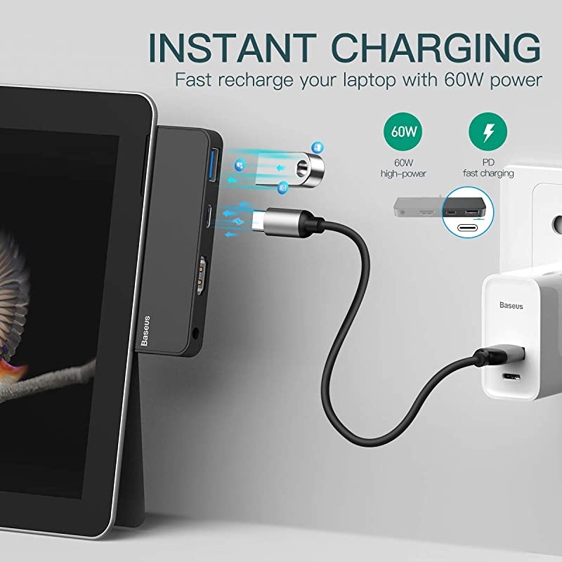 Microsoft Surface Go Docking Station, USB C HDMI Adapter for Surface Go, Surface Go USB C Hub Docking Station with 4K HDMI, USB 3.0 Port, USB-C Power Delivery, 3.5mm Audio/Headphone Jack