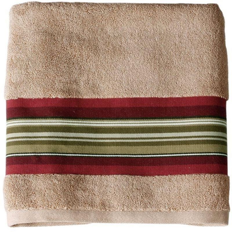Saturday Knight Ltd Madison Stripe High Quality & Ultra-Durable Woven Bath Towel For Everyday Use 25x50-in, Red