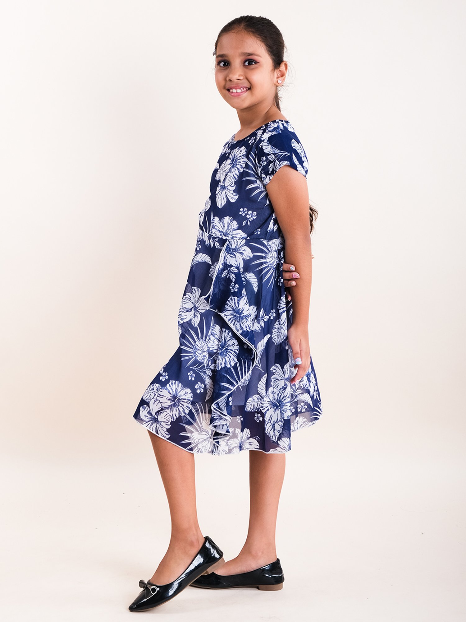 Kiddopanti Kids Navy Floral Print Dress