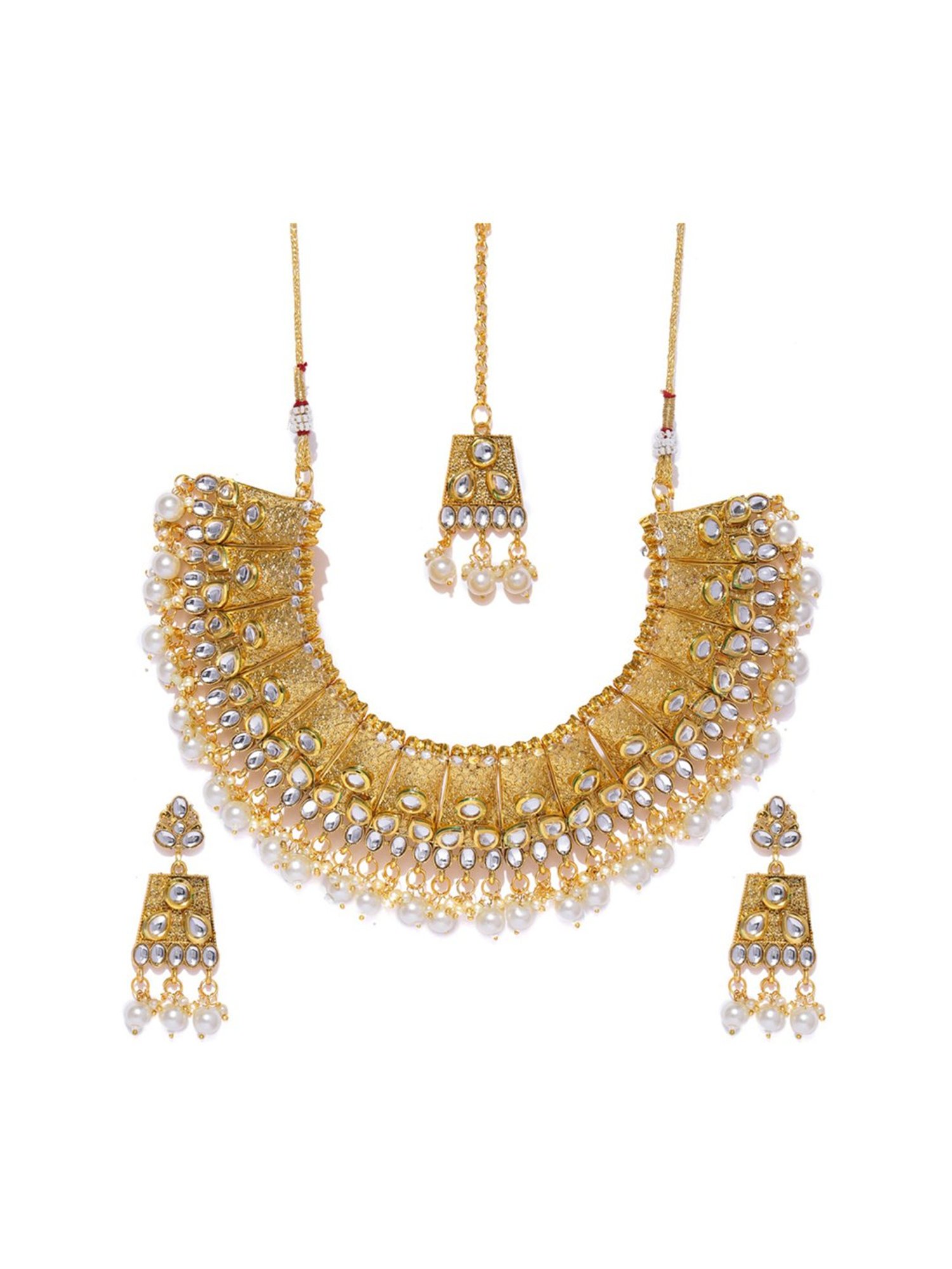 Sri Jagdamba Pearls White Alloy Classic Necklace & Earring Set