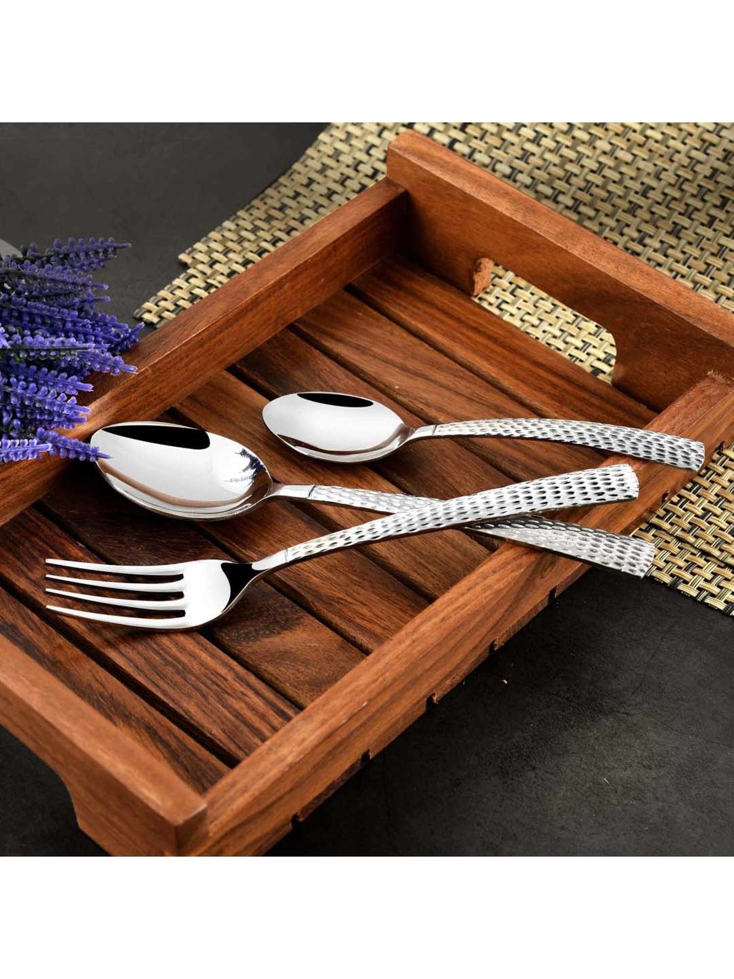 FnS Madrid Silver Stainless Steel Cutlery - Set of 18