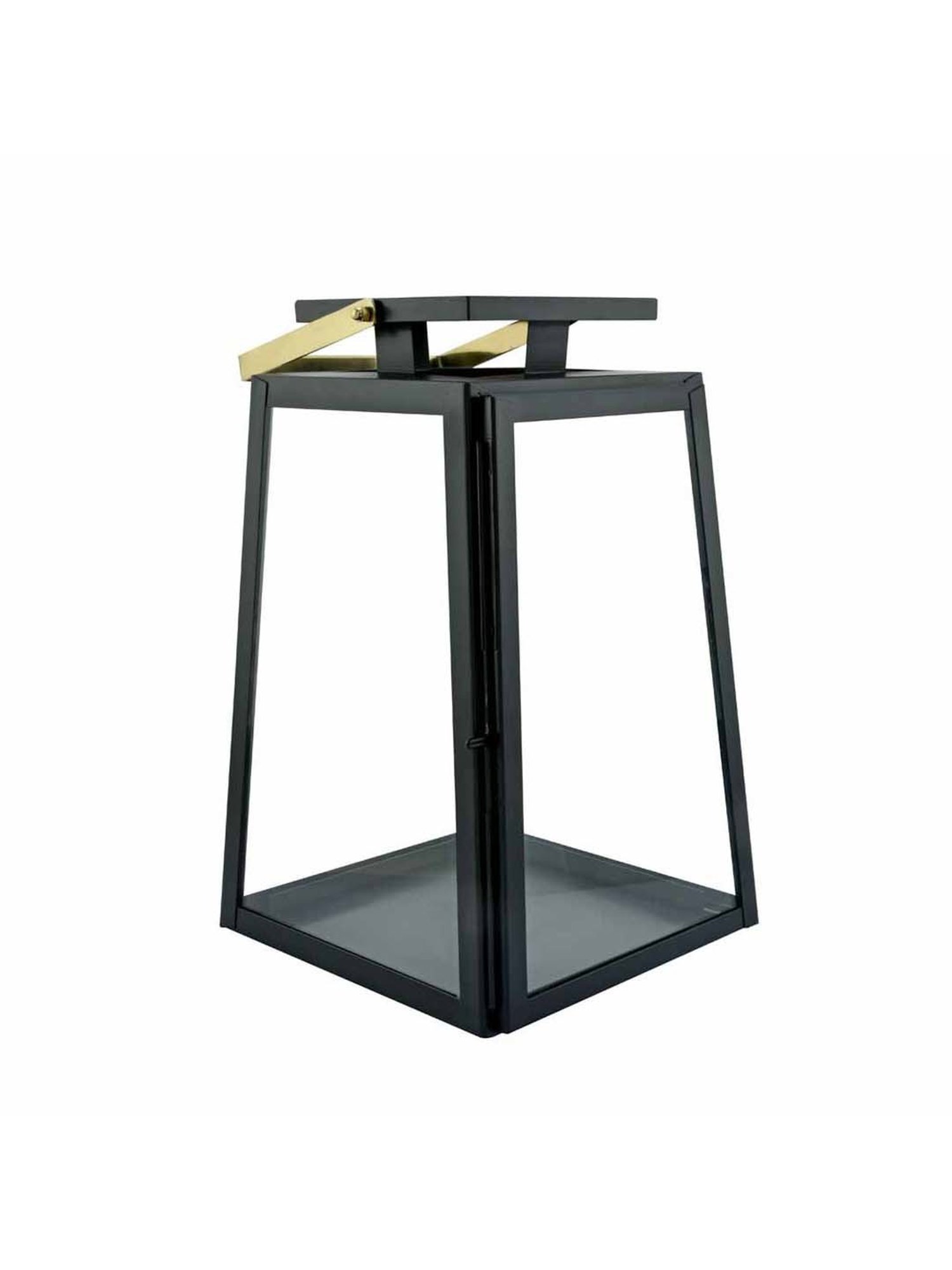 @Home Black & Gold Iron Trapeze Small Size Lantern