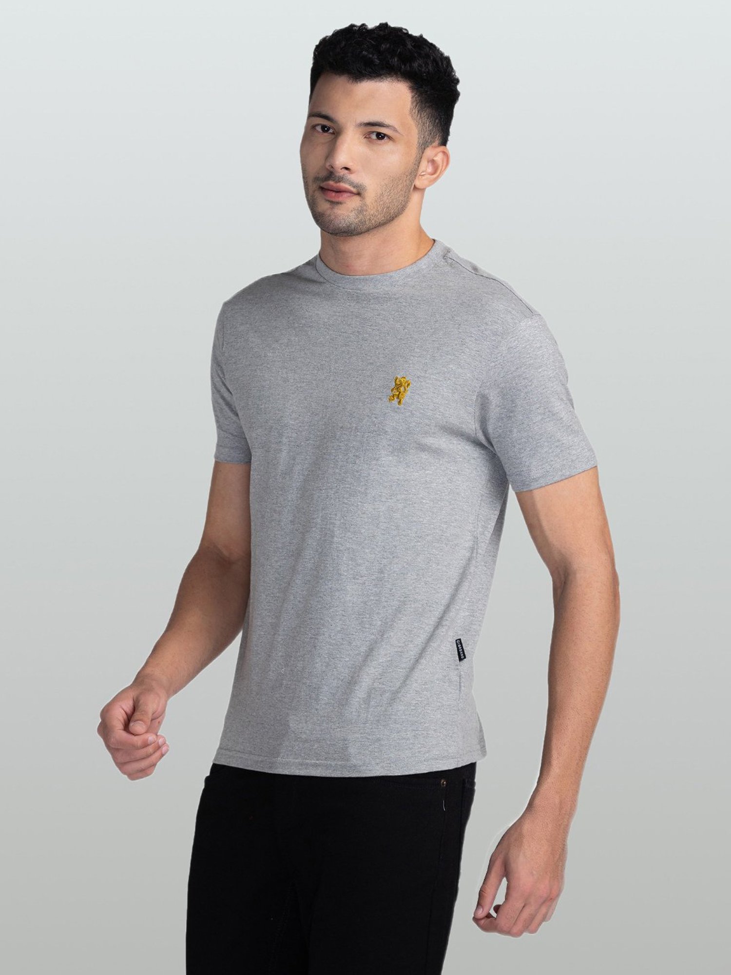 Giordano Grey Melange Slim Fit Crew T-Shirt