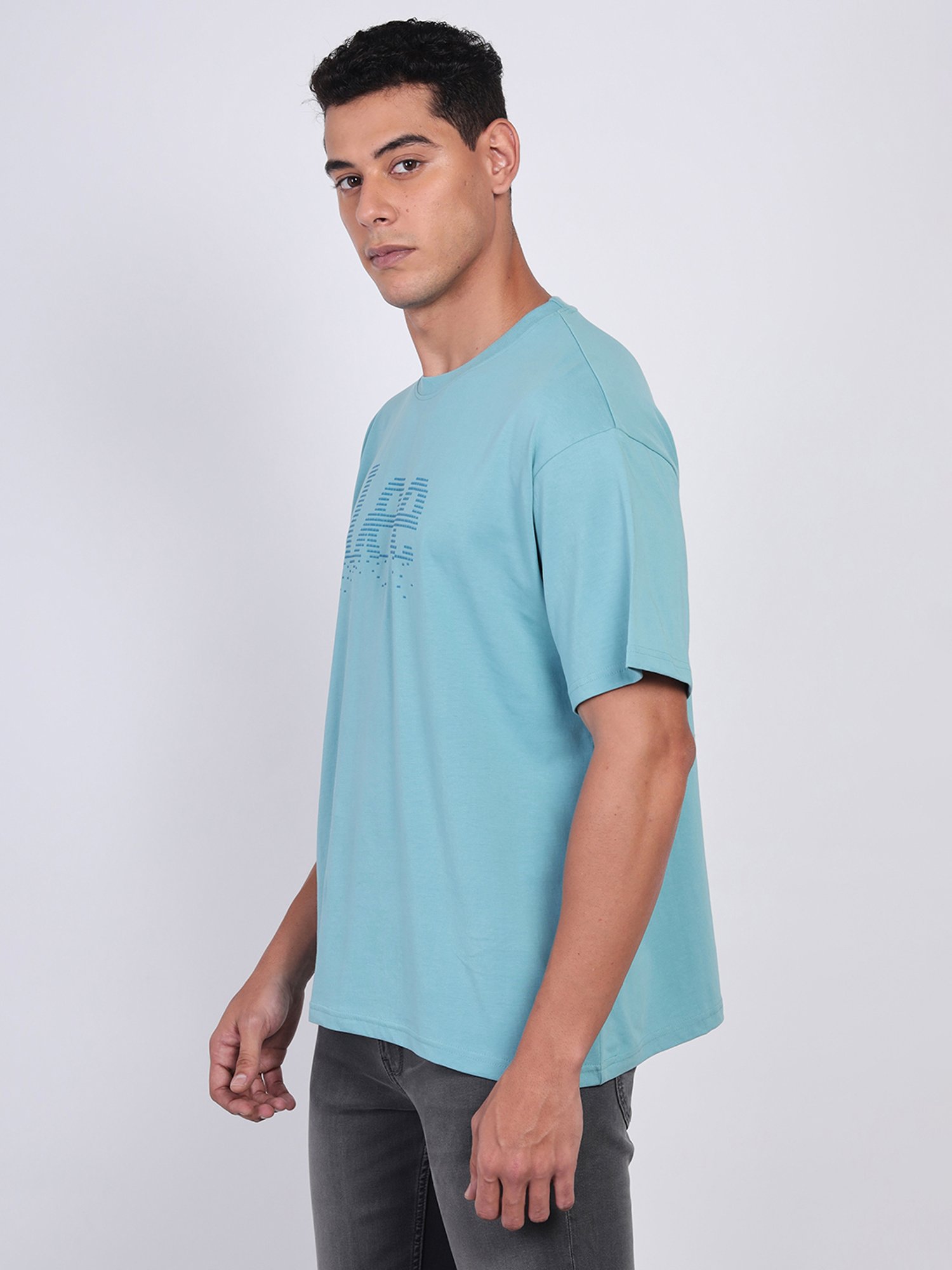 Lee Blue Loose Fit Logo Print Cotton Oversized Crew T-Shirt