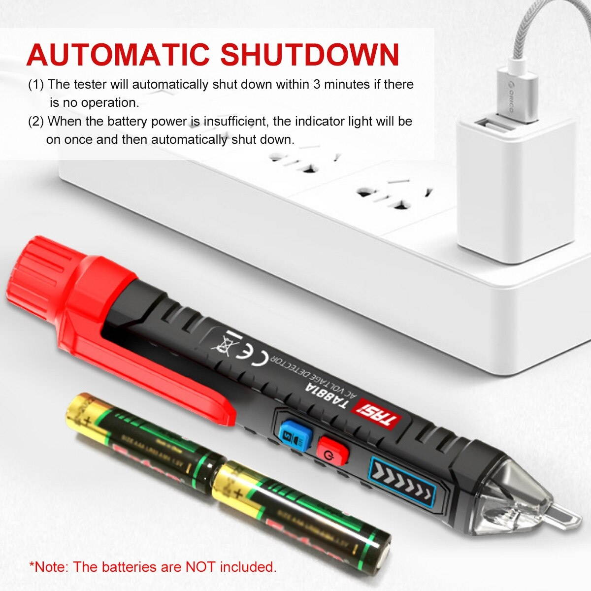 TASI Electric Testing Pen Non-contact AC Voltage Tester Pen with Sound and Alarm Digital Voltage Detector Pen with Flashlight