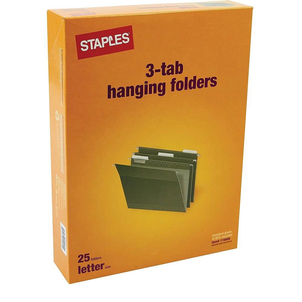 Staples HGNING FOLDER LTR 1/3 GN 116806CT
