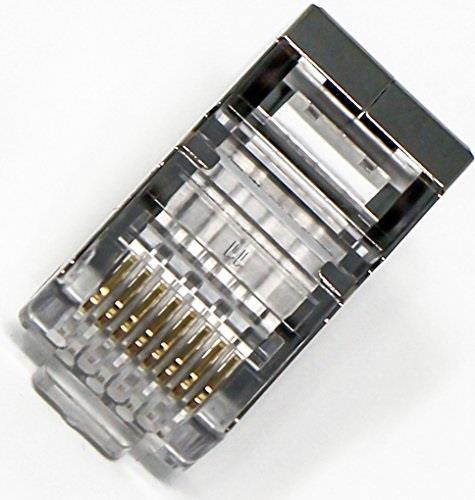 Shielded CAT6 RJ45 Crimp Connector - Tupavco TP807 - (100 Pack Bag) 8P8C STP Ethernet Network Cable Plug Crimp Jack