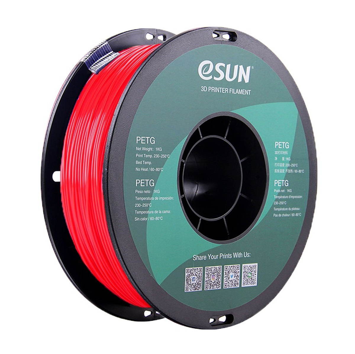 eSUN PETG 1.75mm 3D Printer Filament Printing Consumables Dimensional Accuracy: +/- 0.05mm 1kg(2.2lb) Spool Material Refills Solid Green