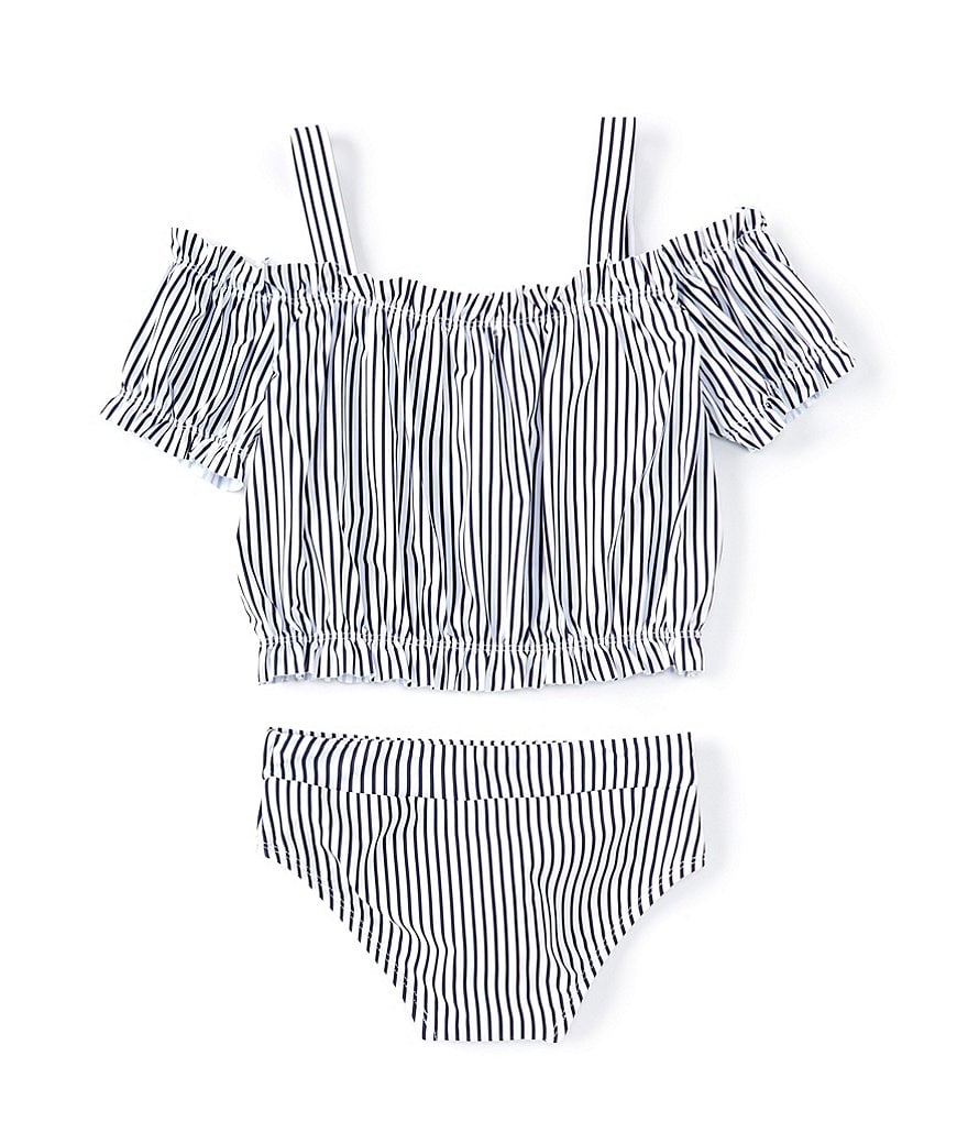 Habitual Big Girls 7-16 Striped Cold-Shoulder Tankini Top & Matching Hipster Two-Piece Swimsuit