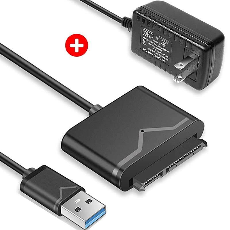Premium SATA to USB 30 Adapter Cable  USB 30 to SATA III Hard Driver Adapter External Converter for 25 35 Inch SSDHDD Data Transfer Support UASP 12V 2A Power Adapter Included