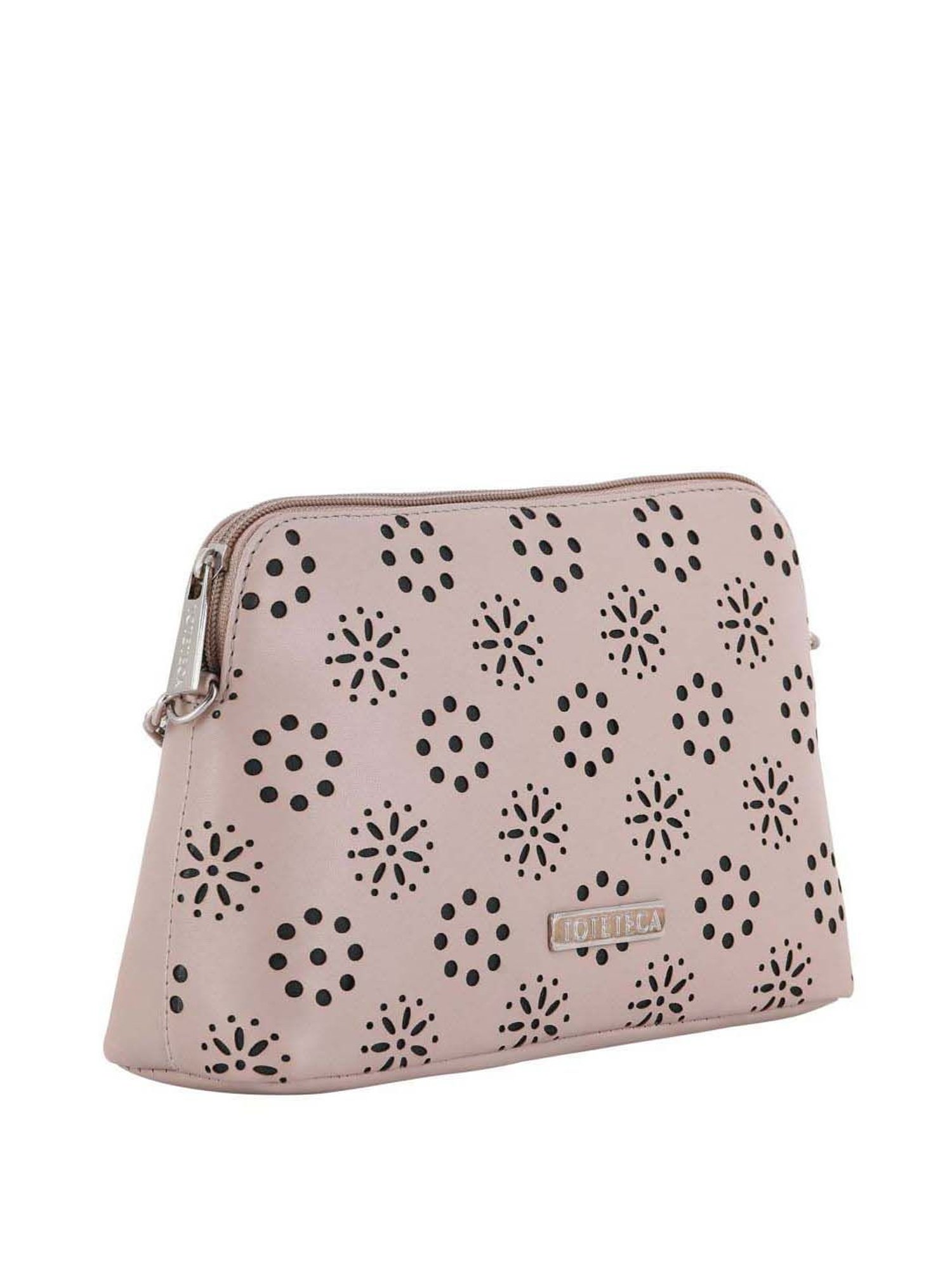 Toteteca Pink Cut Work Medium Sling Handbag