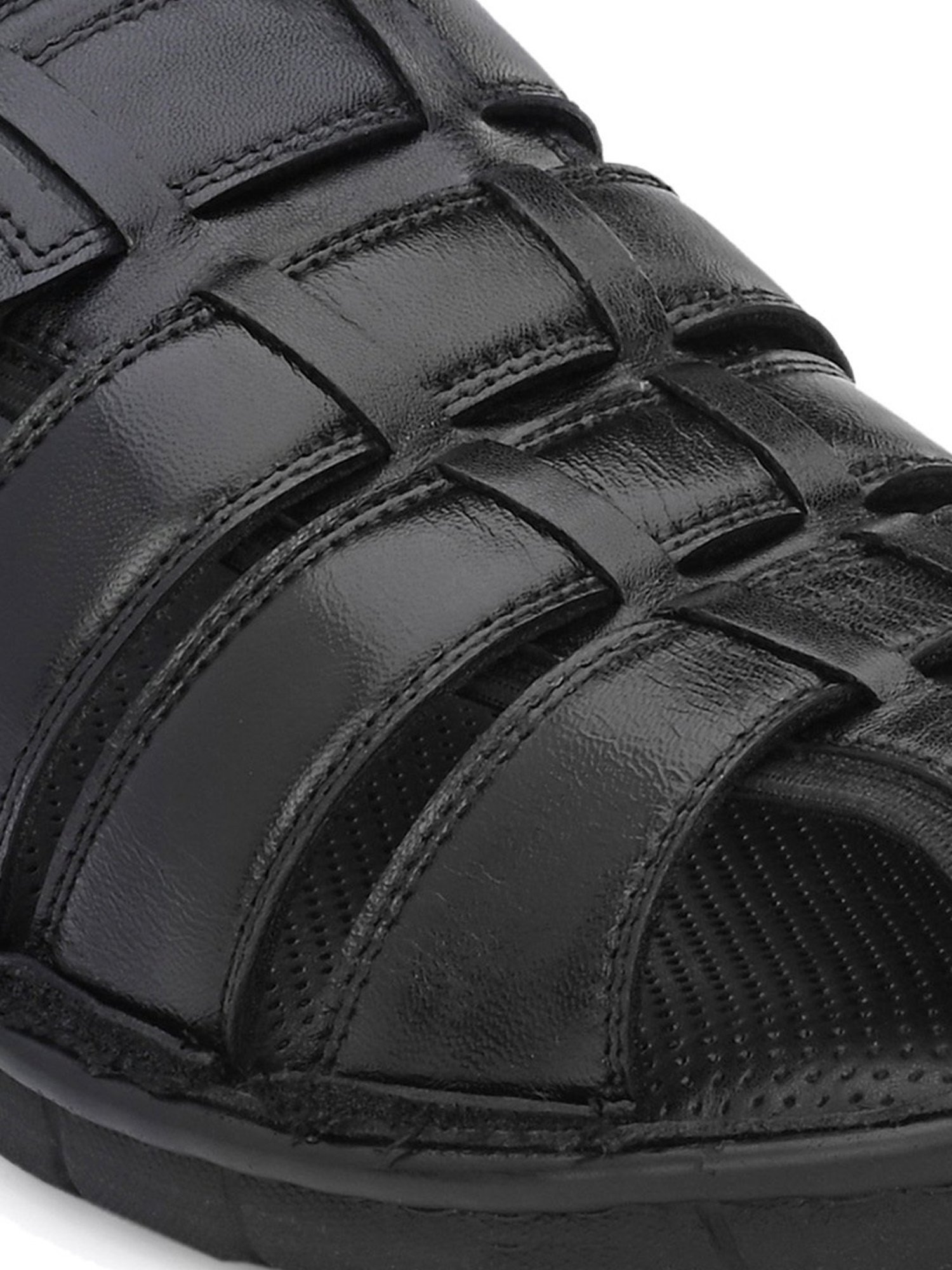 Hitz Men's Black Fisherman Sandals
