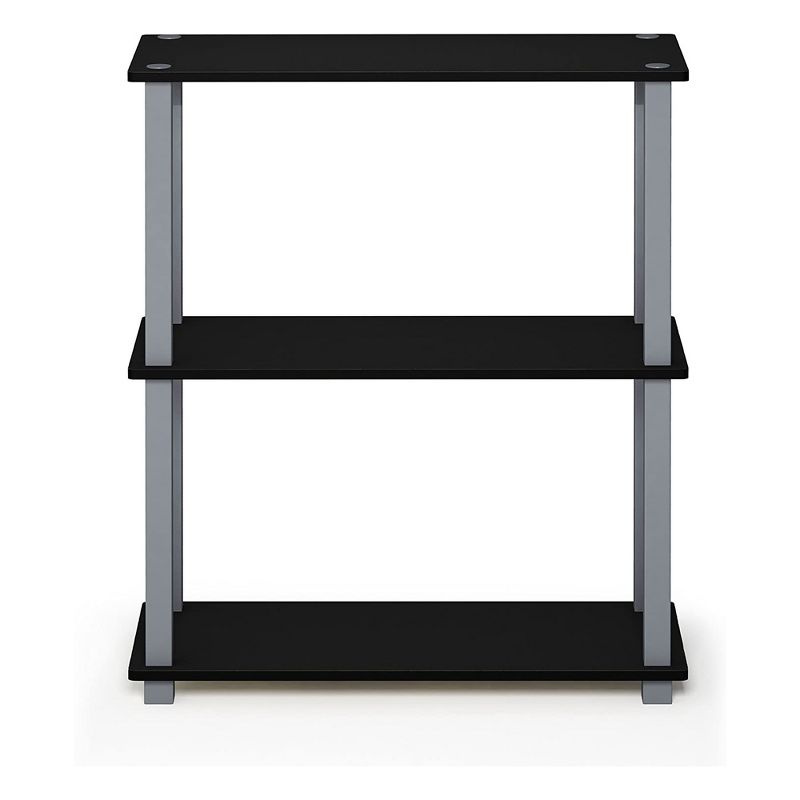 Furinno Turn-S-Tube 3 Tier Storage Display Multipurpose Storage Rack Organizer Shelf for Home Living Rooms and Bedrooms, Black/Gray