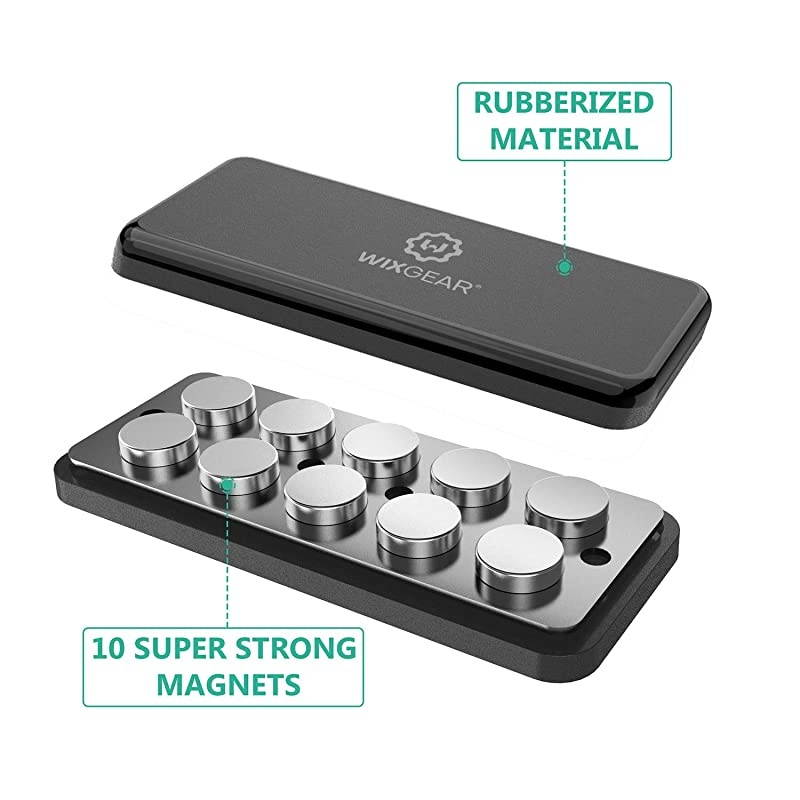 Magnetic Phone Car Mount  Universal Stick On Rectangle Flat Dashboard Magnetic Car Mount Holder, for Cell Phones and Mini Tablets -Extra Strong with 10 Magnets!