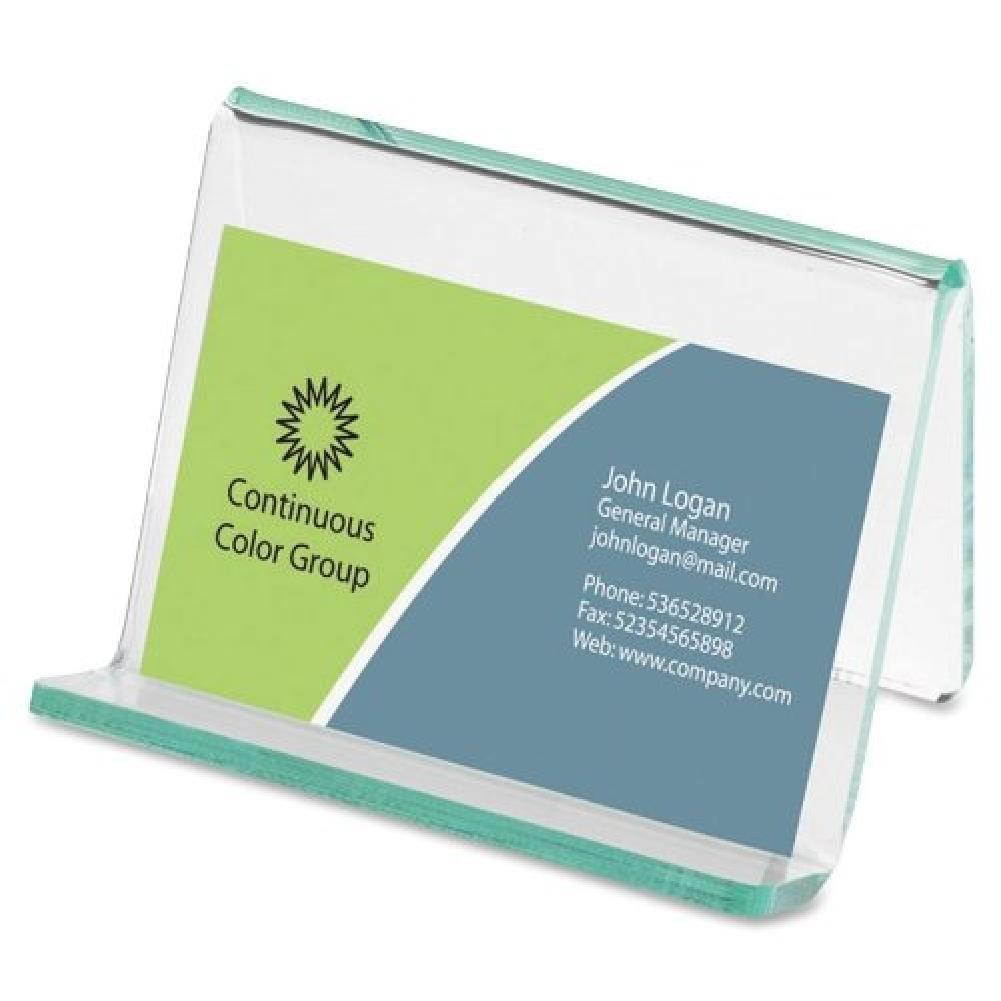 Lorell Business Card Holder, Clear/Green