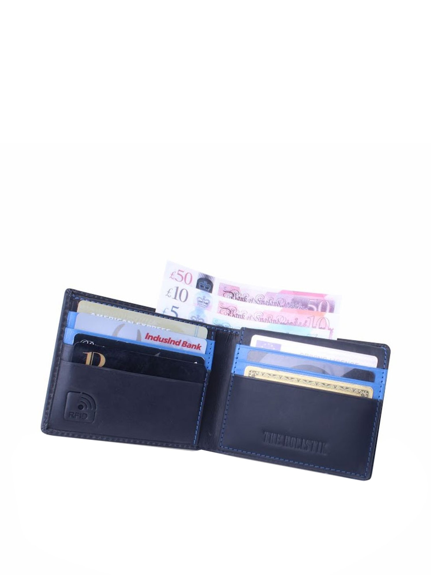 THE HOLISTIK Spirit Black & Royal Blue Casual Leather Bi-Fold Wallet for Men