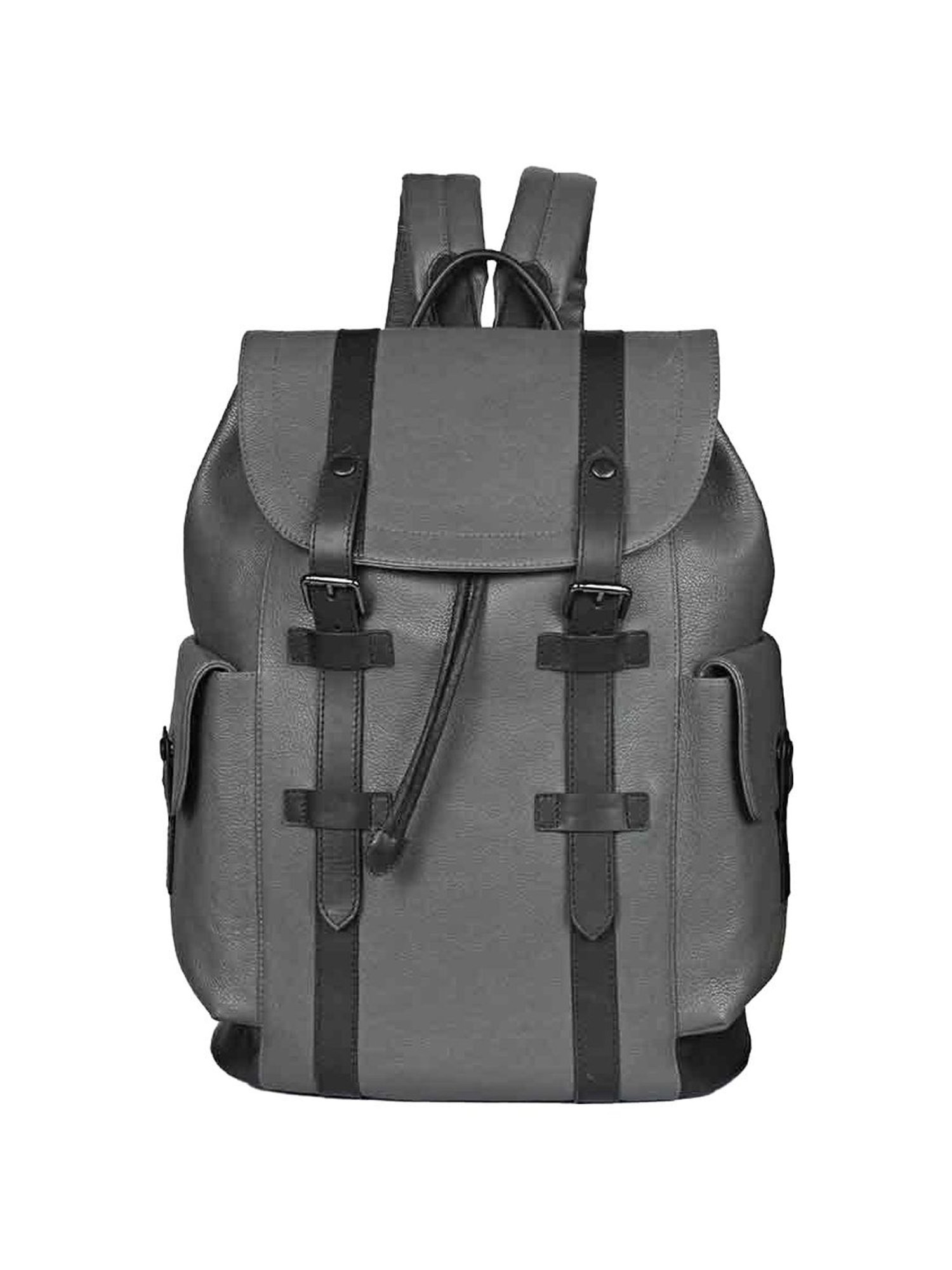 Saint G Grey Leather Medium Backpack