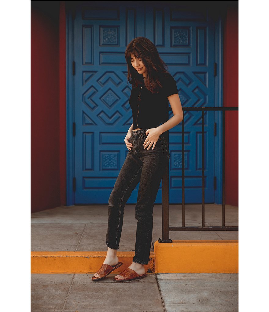 Bed Stu Kate Tanned Leather Flat Slide Sandals