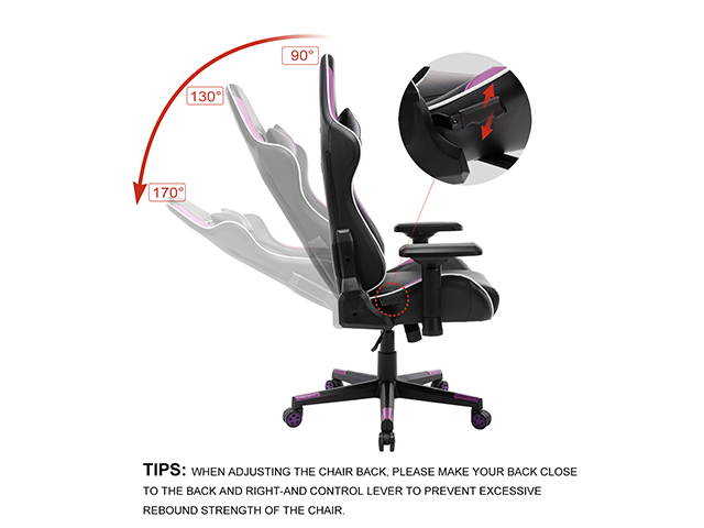 Massage Racing Chair Gaming Chair - Computer Office Adjustable Lumbar Cushion Headrest Swivel Rocking Function Desk Chair 5 Colors,Purple,GC34