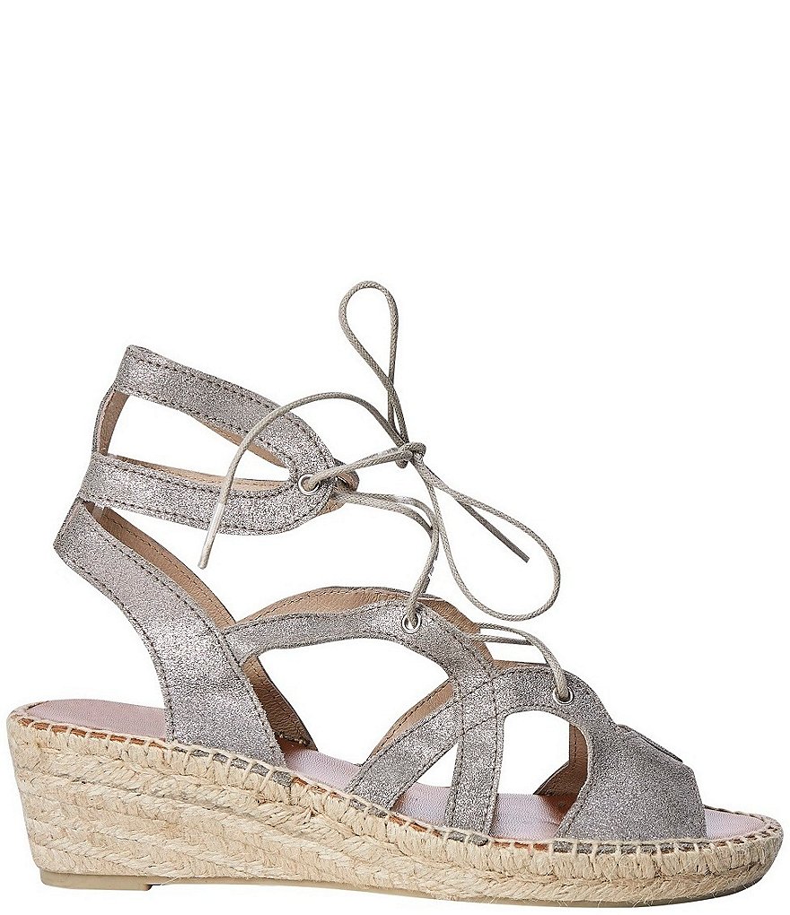 Andre Assous Deanna Suede Lace-Up Gladiator Espadrille Wedge Sandals