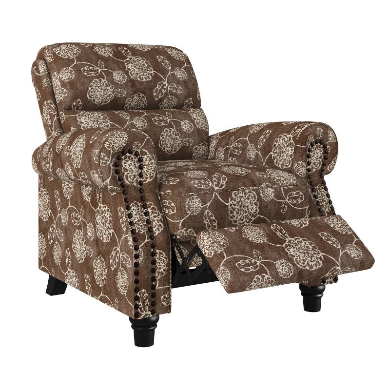 Rynn Bustle Back 2 Position Pushback Recliner Chair Floral Chocolate Brown - ProLounger
