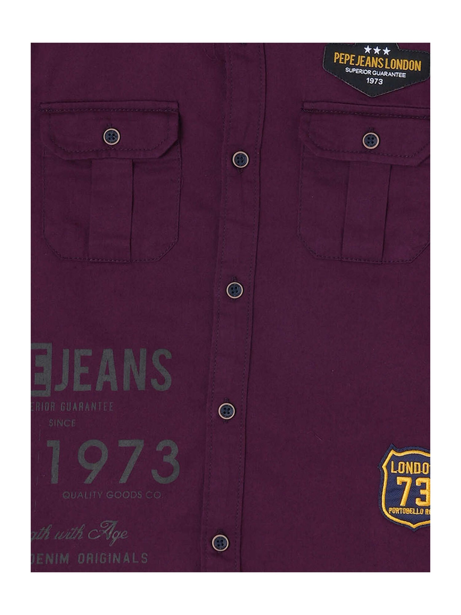 Pepe Jeans Kids Purple Printed Full Sleeves Shirt