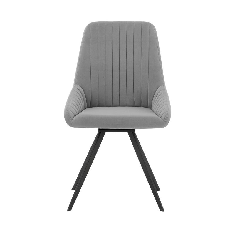 Set of 2 Alison Swivel Velvet and Metal Dining Chairs Gray - Armen Living